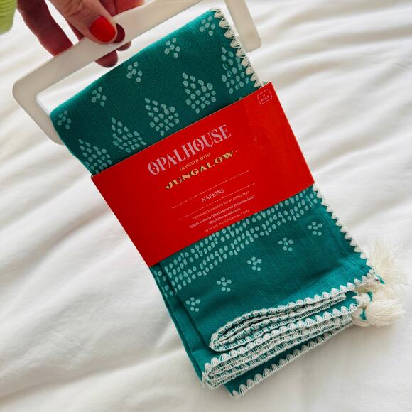 Opalhouse x Jungalow Cotton Tassel Napkins Set of 4 Teal Boho NWT - Picture 5 of 6
